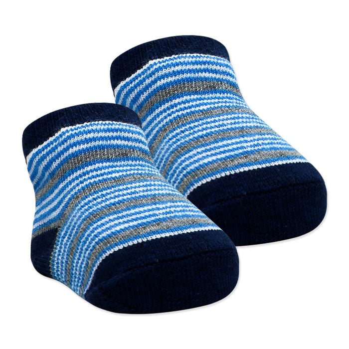 Blue Baby Crew Socks 3 Pairs – Checks & Stripes (0–6 Months)