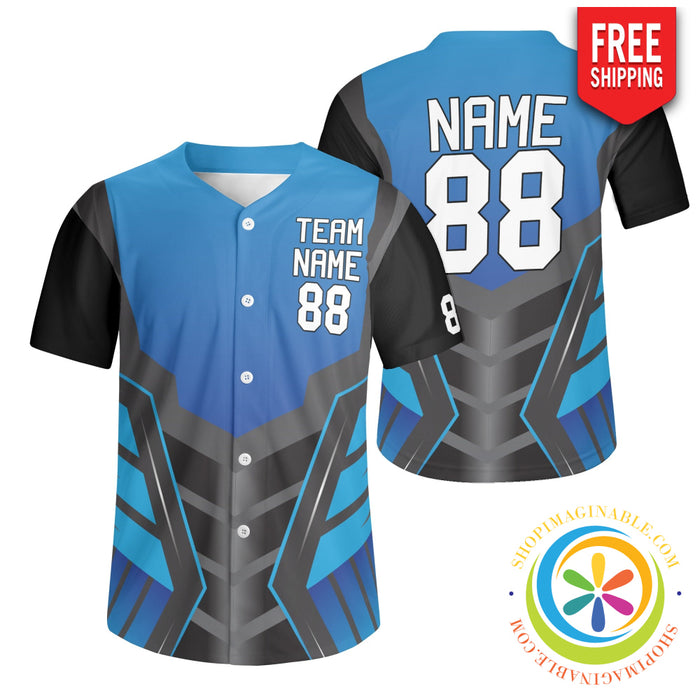 Blue & Black Unisex Baseball Jersey S