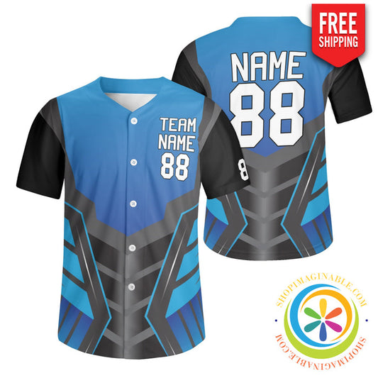 Blue & Black Unisex Baseball Jersey S