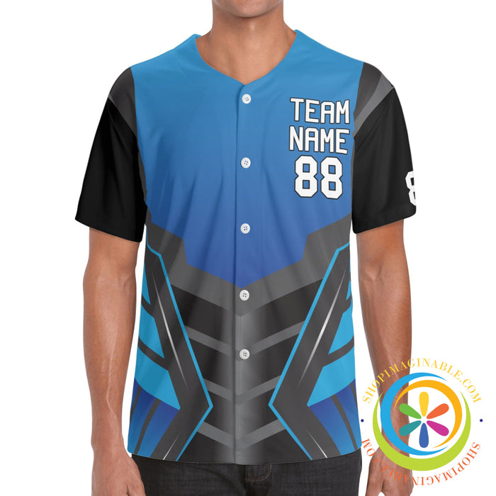 Blue & Black Unisex Baseball Jersey