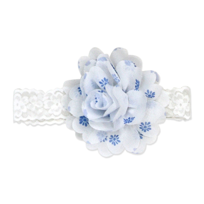 Blue Flower Baby Headband & Sock Set – 3pc (0–6 Months)