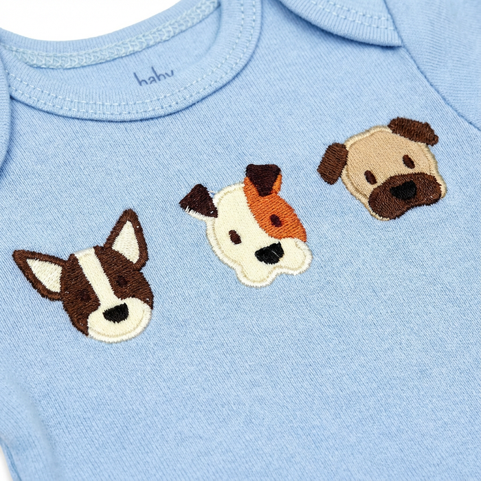 Blue Puppy Print Baby Bodysuit-100% Cotton