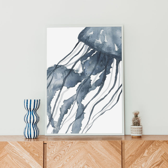 Blue Watercolor Jellyfish No. 1  - Art Print or Canvas - Jetty Home