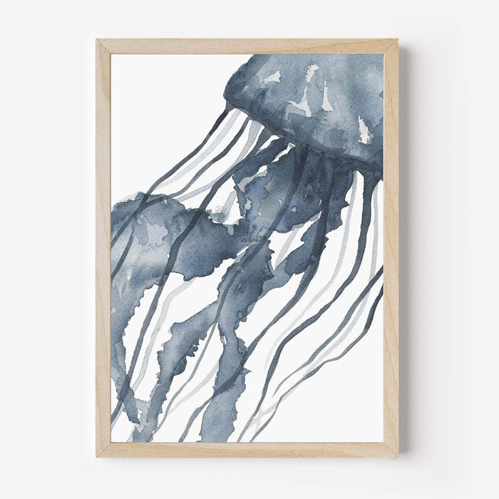 Blue Watercolor Jellyfish No. 1 - Jetty Home