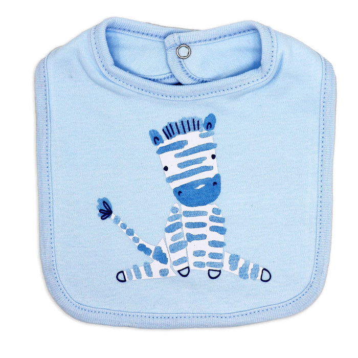 Blue Zebra Newborn 8 Piece Gift Set – 100% Cotton Layette & Toy