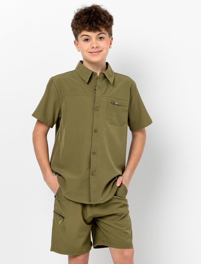 Boardshort hybride avec taille à bouton et zip