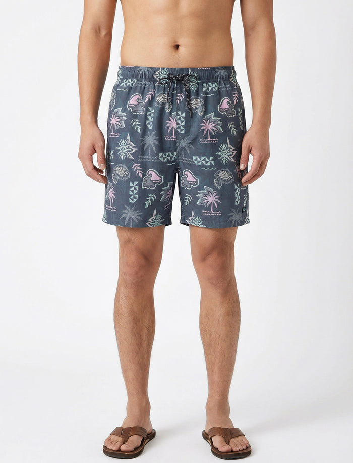 Boardshort imprimé à taille élastique