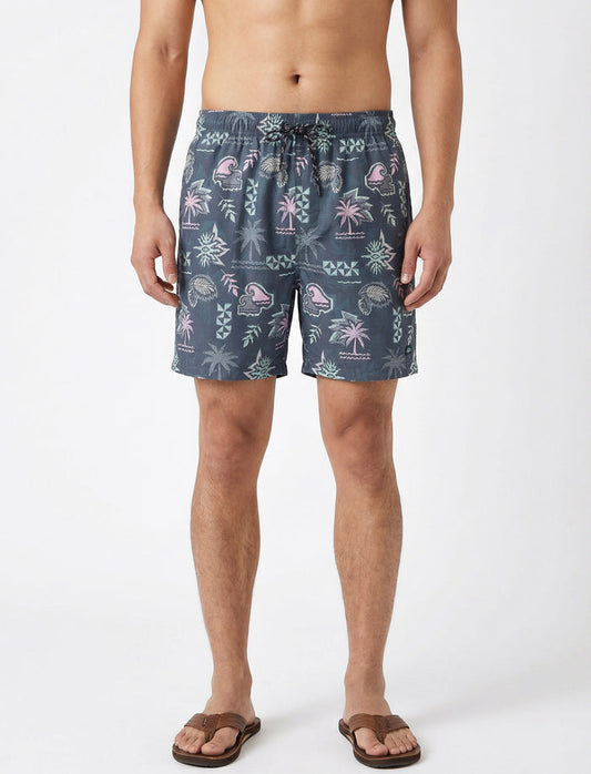 Boardshort imprimé à taille élastique