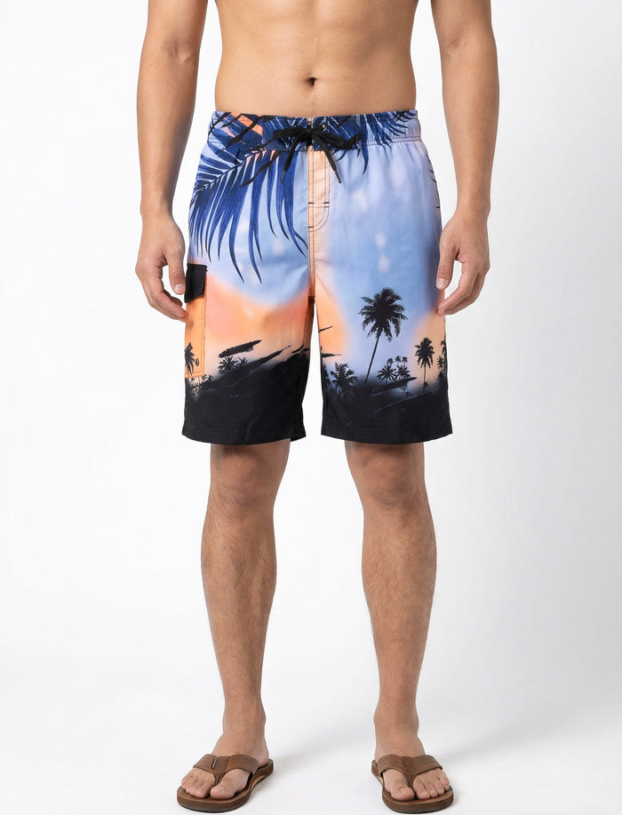 Boardshort imprimé à taille élastique