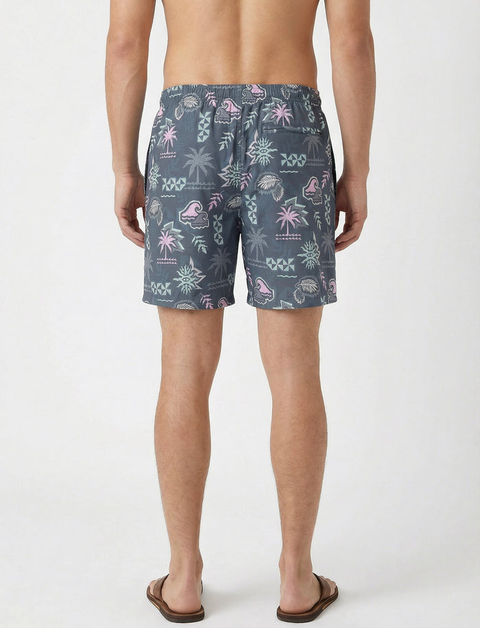 Boardshort imprimé à taille élastique