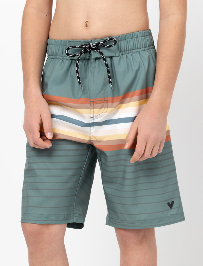 Boardshort rayé avec taille élastique