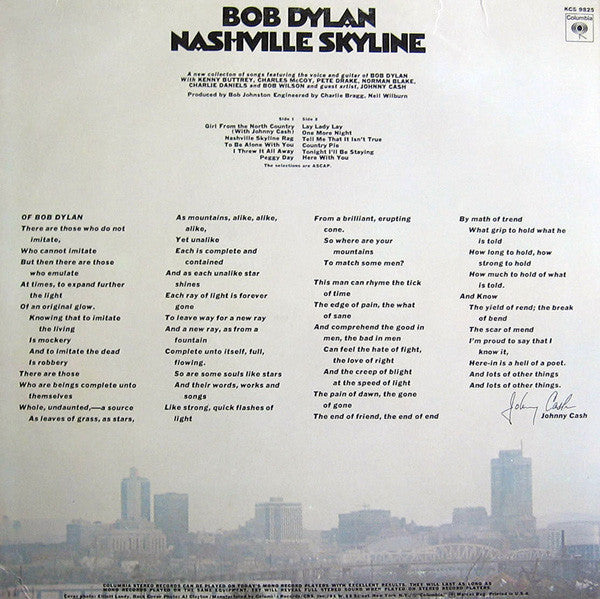Bob Dylan - Nashville Skyline (LP) [US] 1st (Mint (M))