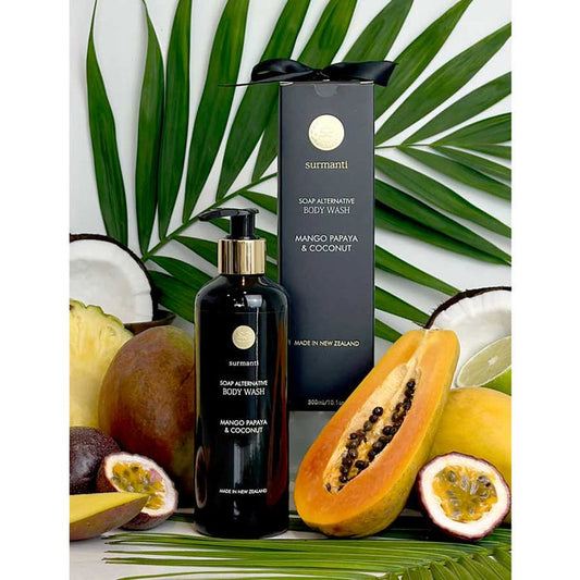 Surmanti Body Wash Soap Alternative - Mango, Papaya & Coconut (300ml) | Koop.co.nz
