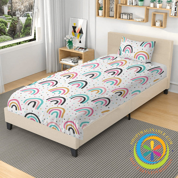 Boho Rainbow Striped Bedding Set