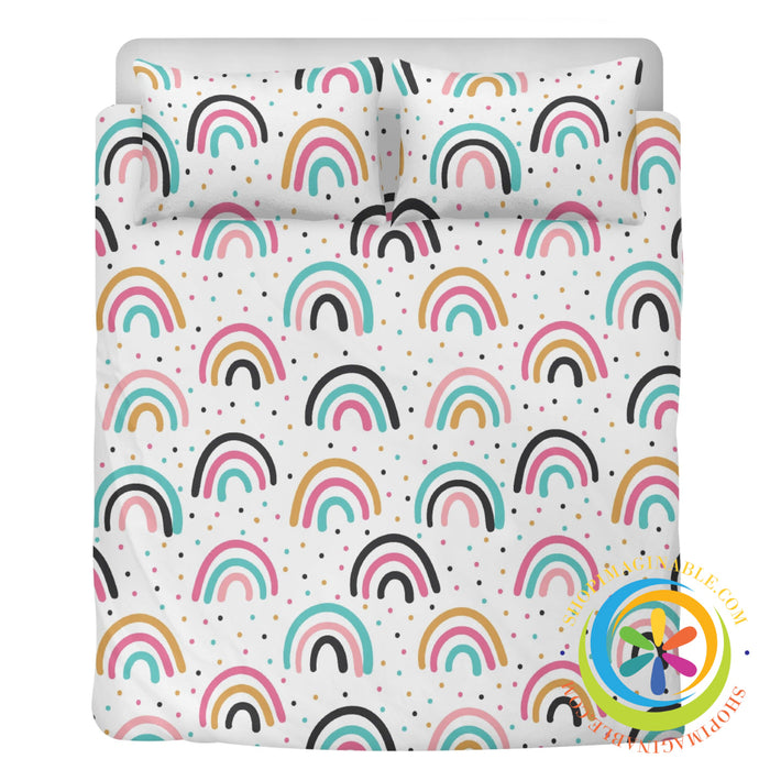 Boho Rainbow Striped Bedding Set