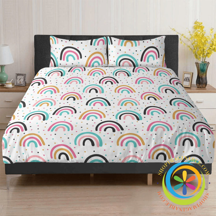 Boho Rainbow Striped Bedding Set