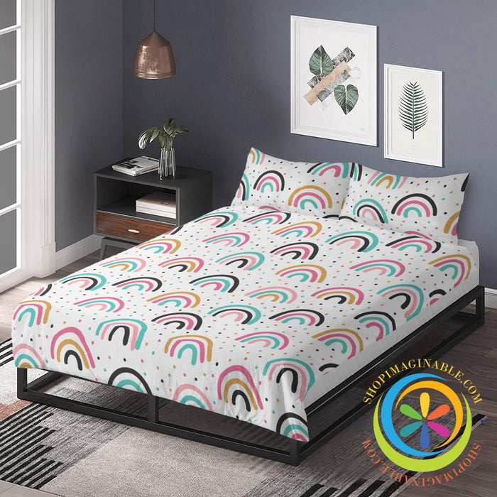 Boho Rainbow Striped Bedding Set