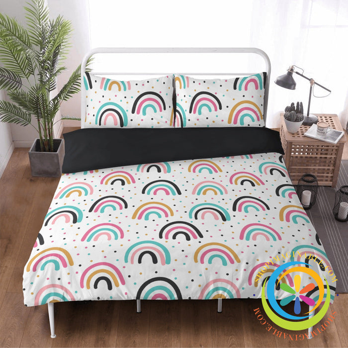 Boho Rainbow Striped Bedding Set