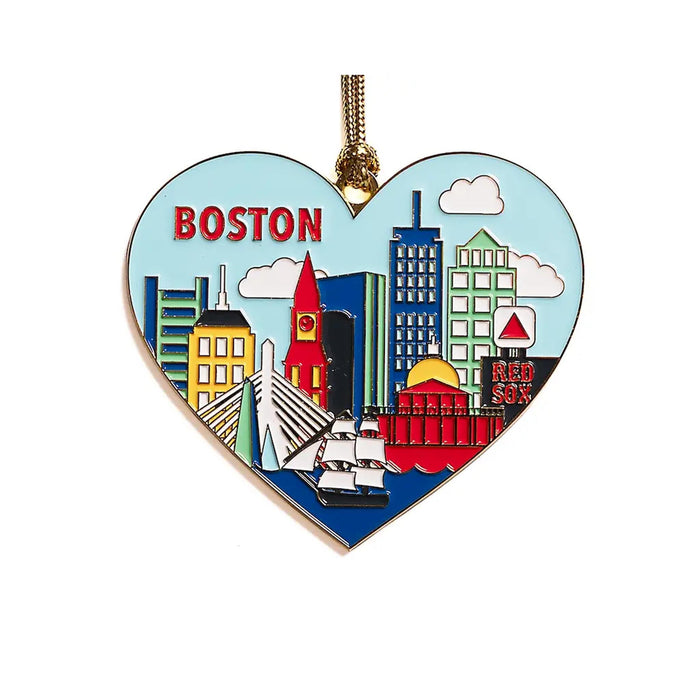 Boston Skyline Heart Enamel Holiday Ornament