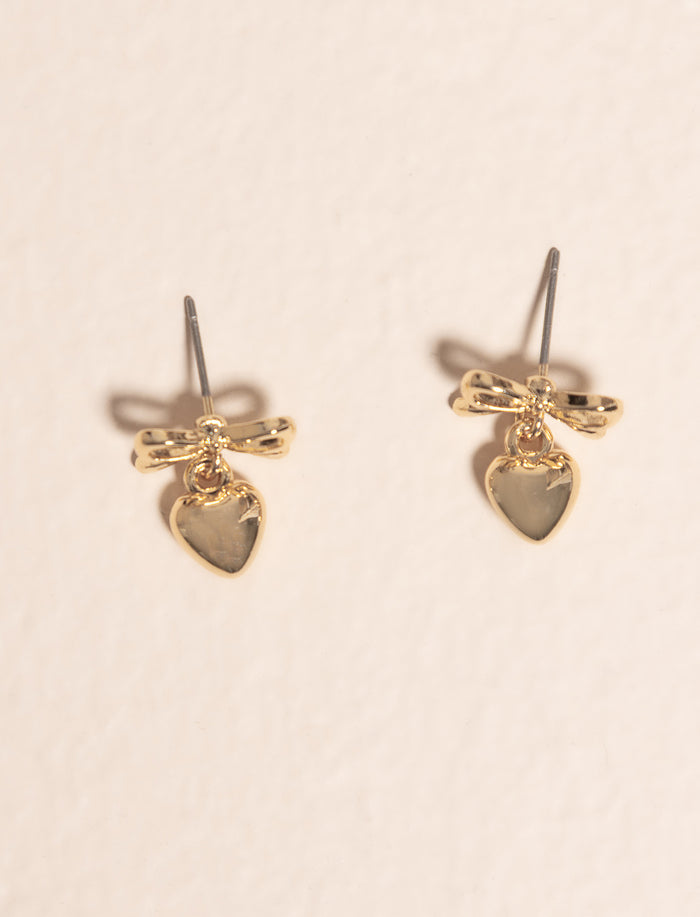 Boucles d’oreilles pendantes cœur avec nœud