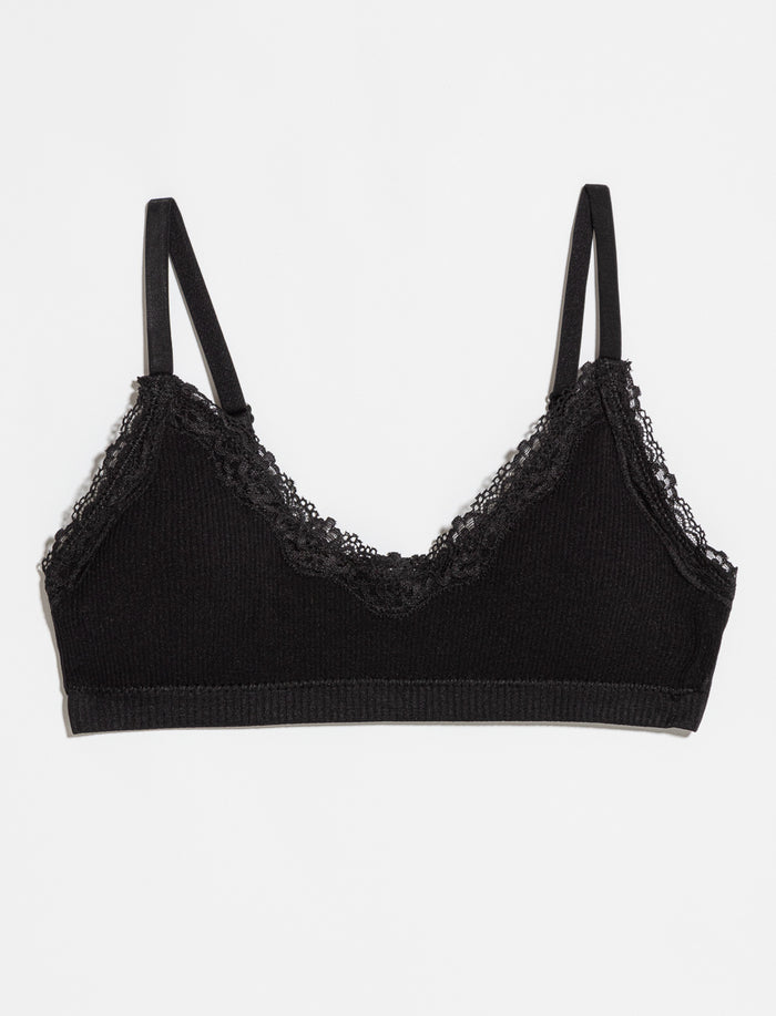 Bralette côtelée à dentelle