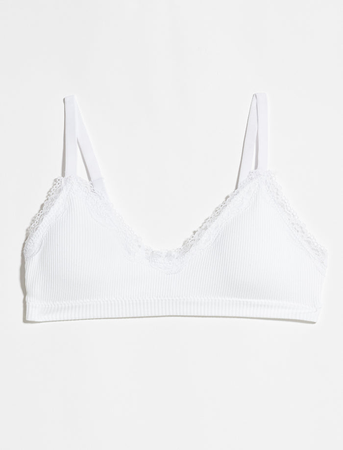 Bralette côtelée à dentelle