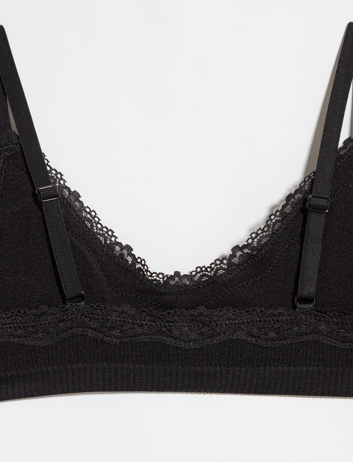 Bralette côtelée à dentelle