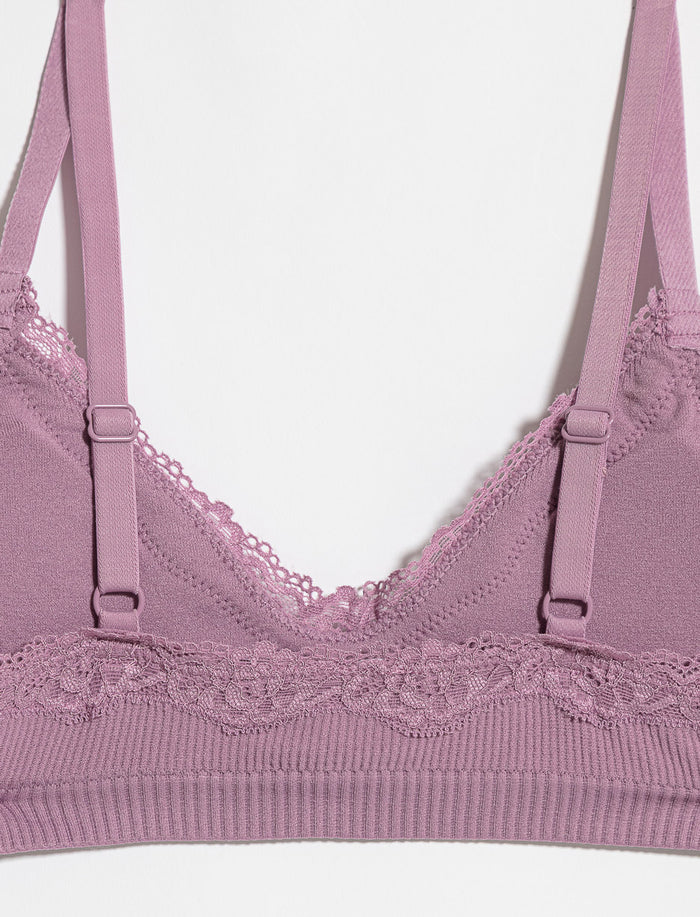 Bralette côtelée à dentelle