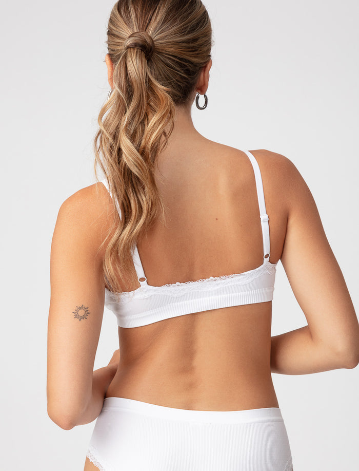 Bralette côtelée à dentelle