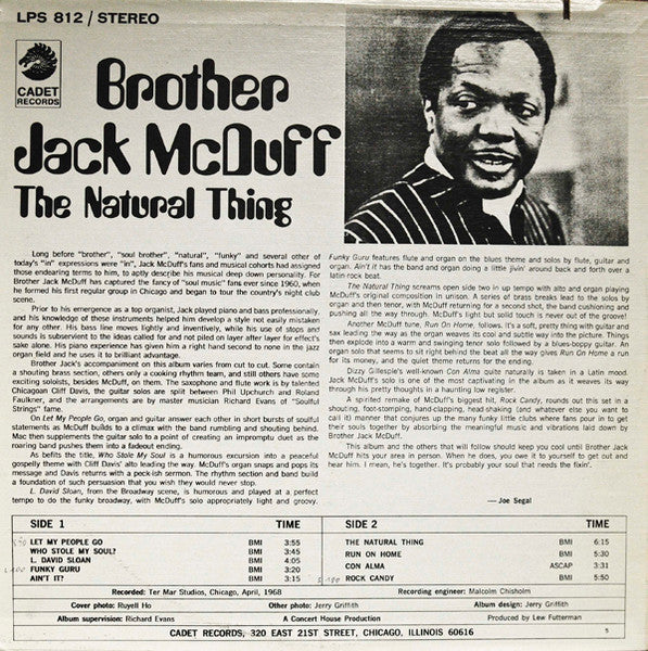 Brother Jack McDuff - The Natural Thing (LP) [US] RP (Very Good Plus (VG+))