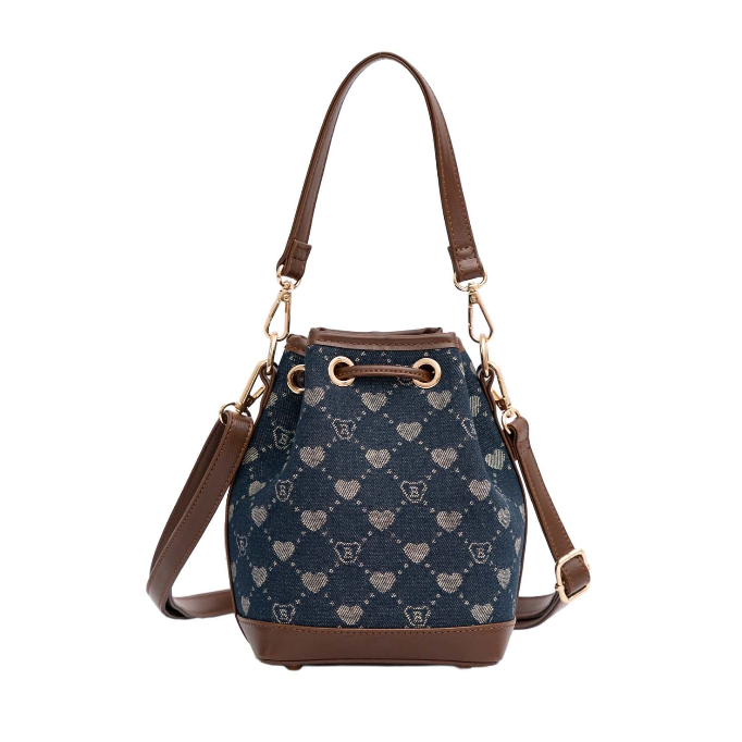 BUCK-BLV-DENIM | B-Loved Bear Denim Blue Bucket Handbag