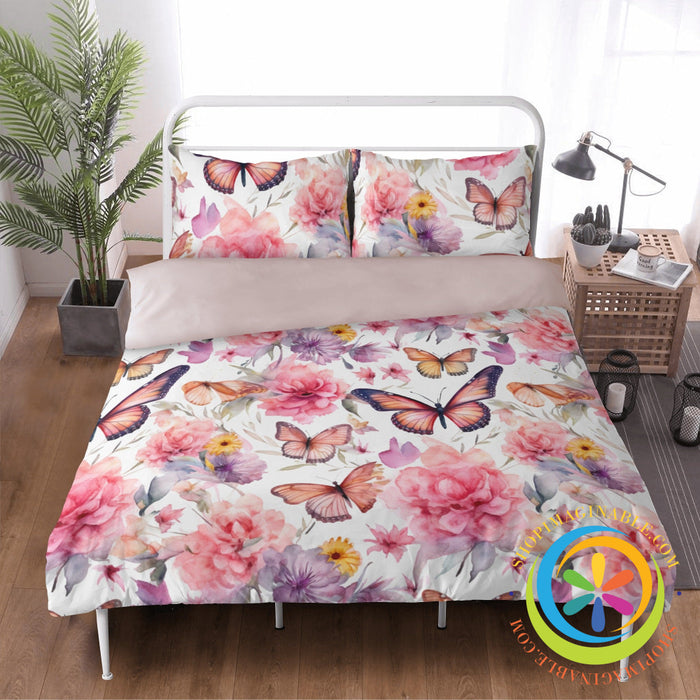 Butterfly Dreams Bedding Set Beige / Us Twin