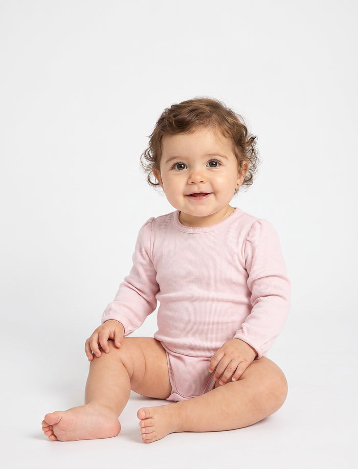 Cache-couche uni à manches longues pour bébé fille