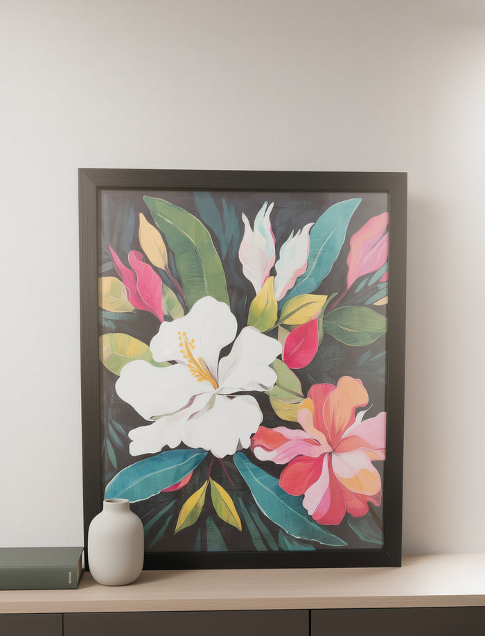 Cadre mural imprimé - fleurs tropicales