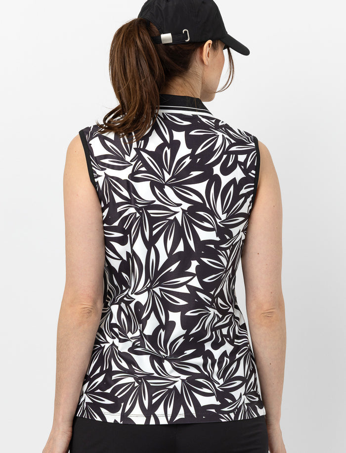 Camisole à col polo et motif foral