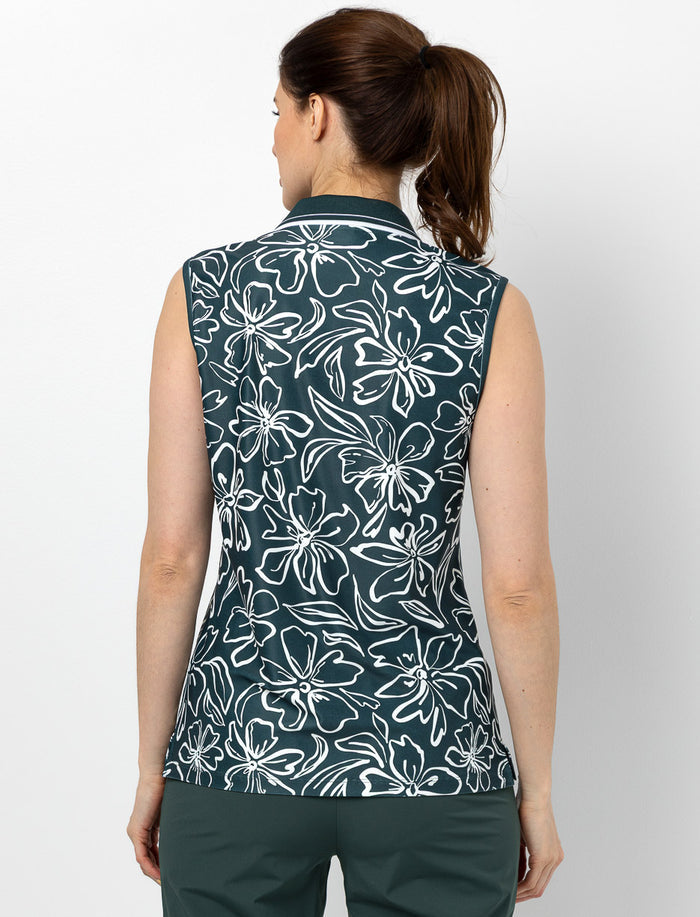 Camisole à col polo et motif foral