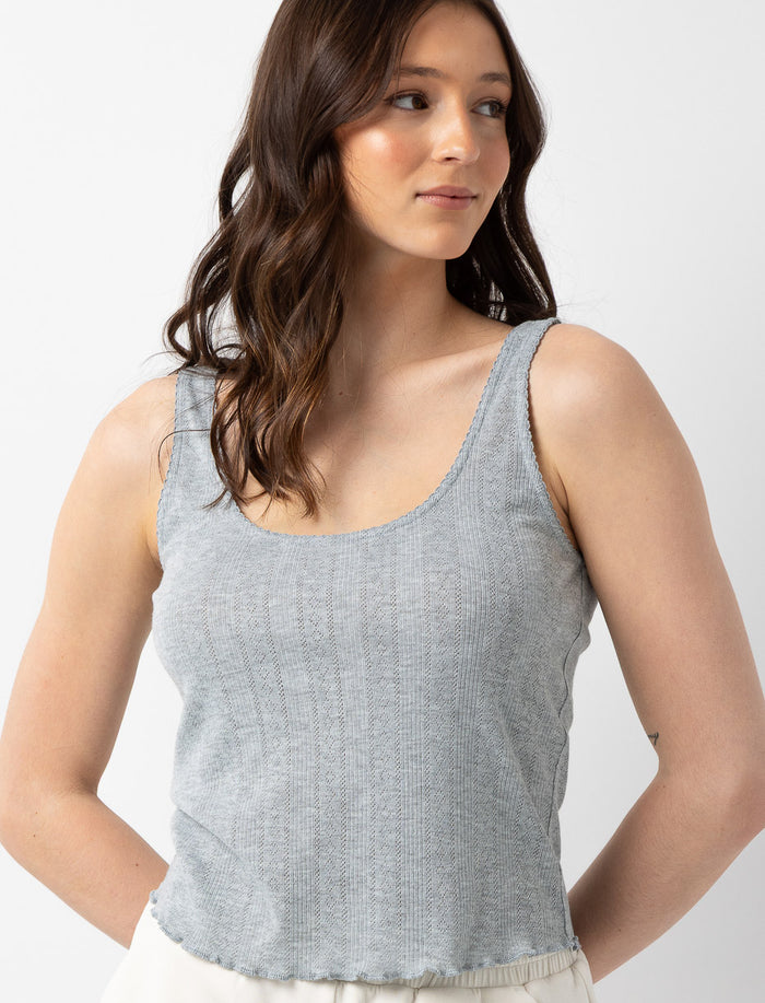 Camisole de pyjama en pointelle avec fini laitue