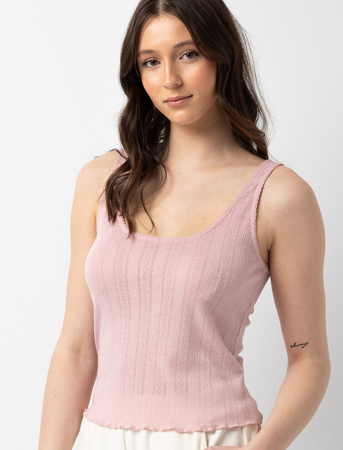 Camisole de pyjama en pointelle avec fini laitue