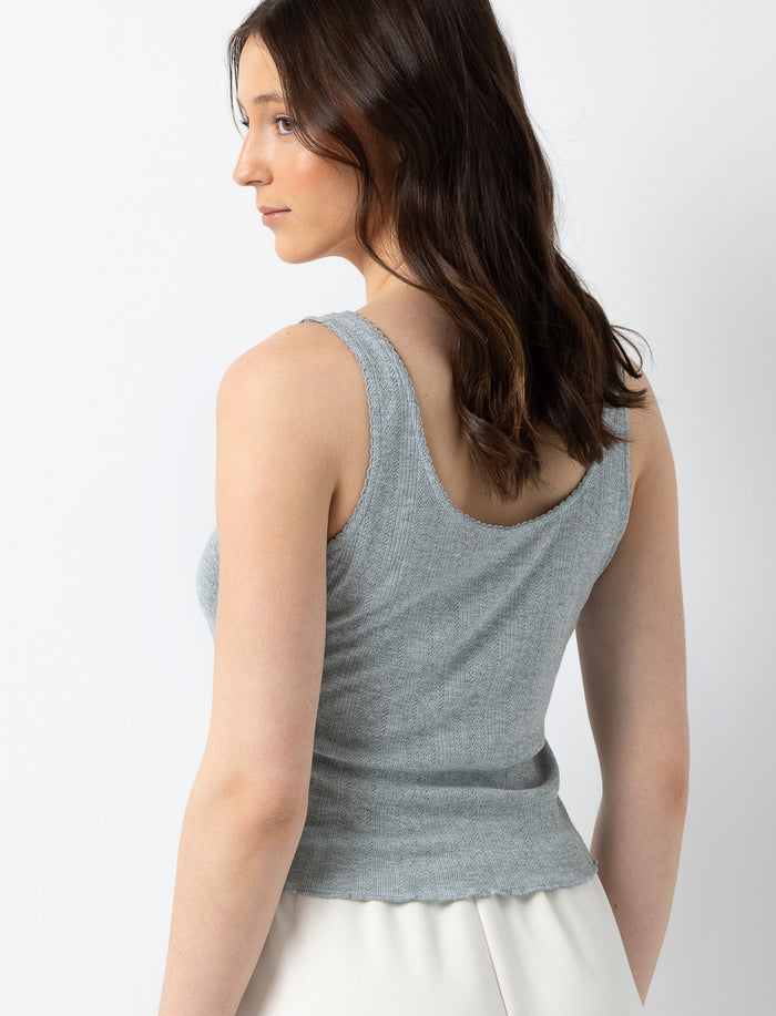 Camisole de pyjama en pointelle avec fini laitue