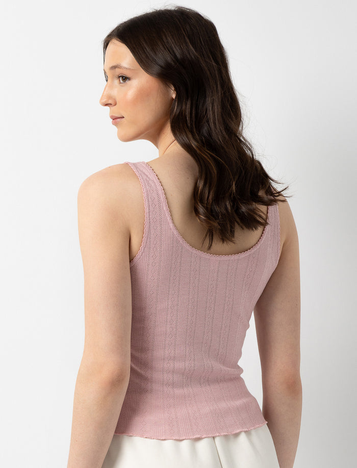 Camisole de pyjama en pointelle avec fini laitue