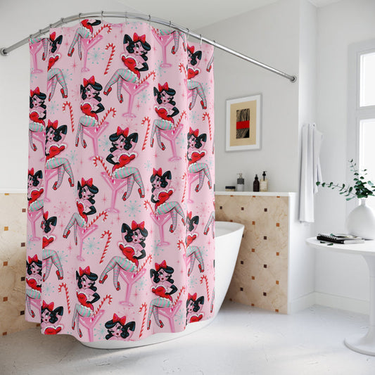 Candy Cane Martini Girl • Shower Curtain
