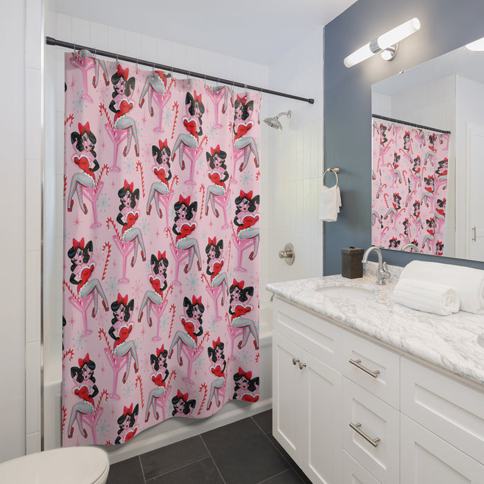 Candy Cane Martini Girl • Shower Curtain