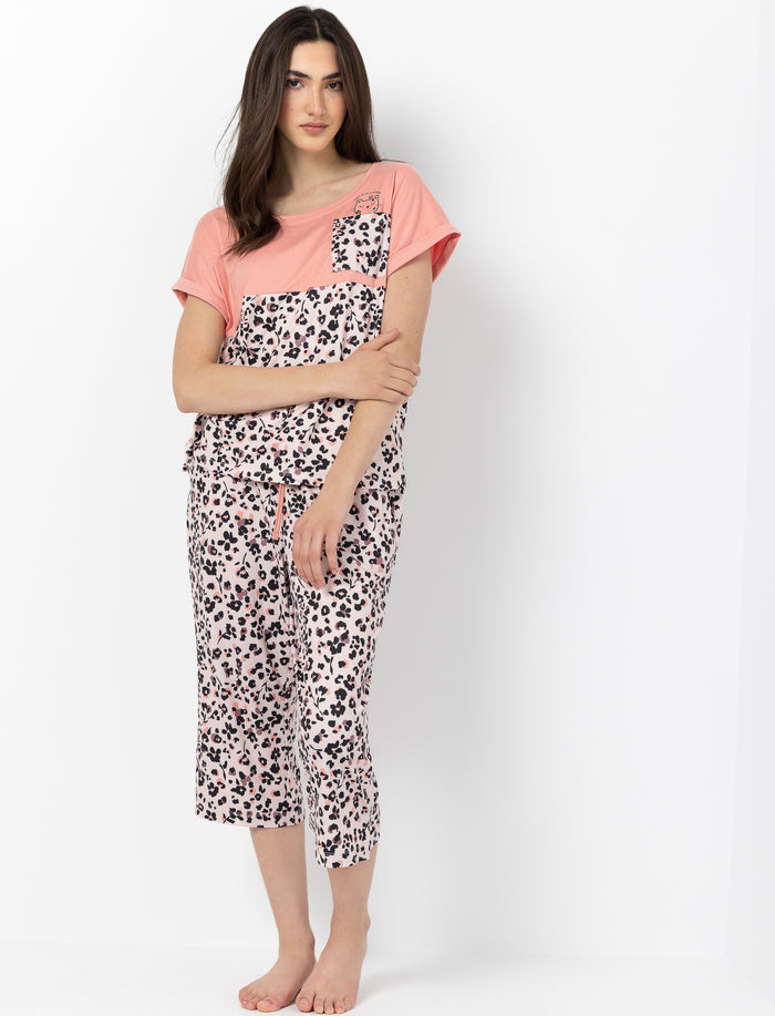 Capri de pyjama à motif pour femme
