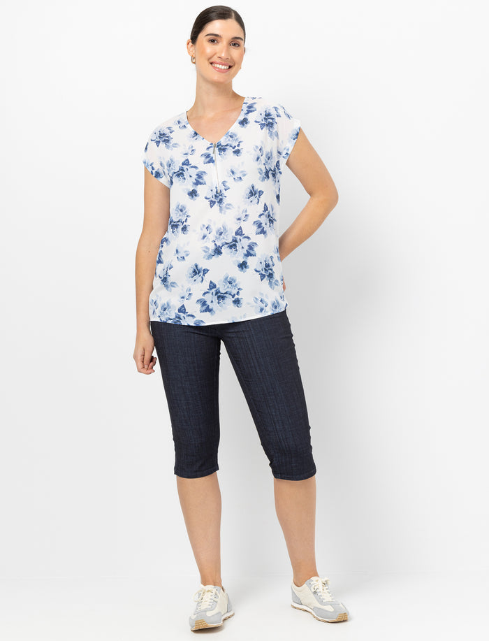Capri en denim à enfiler