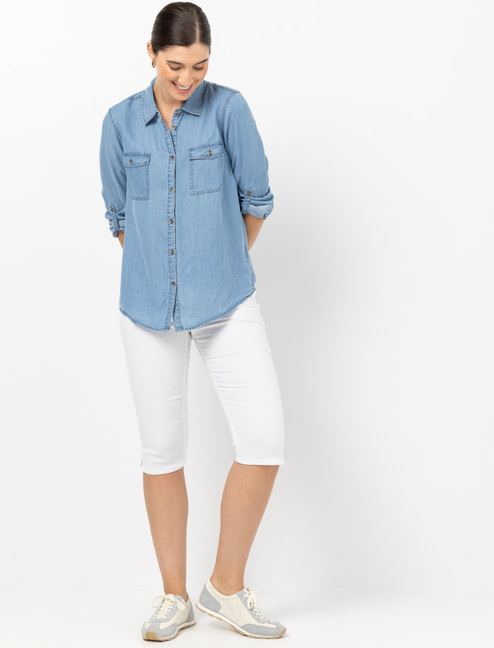 Capri en denim à enfiler