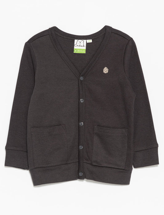 Cardigan avec petite broderie en coton bio