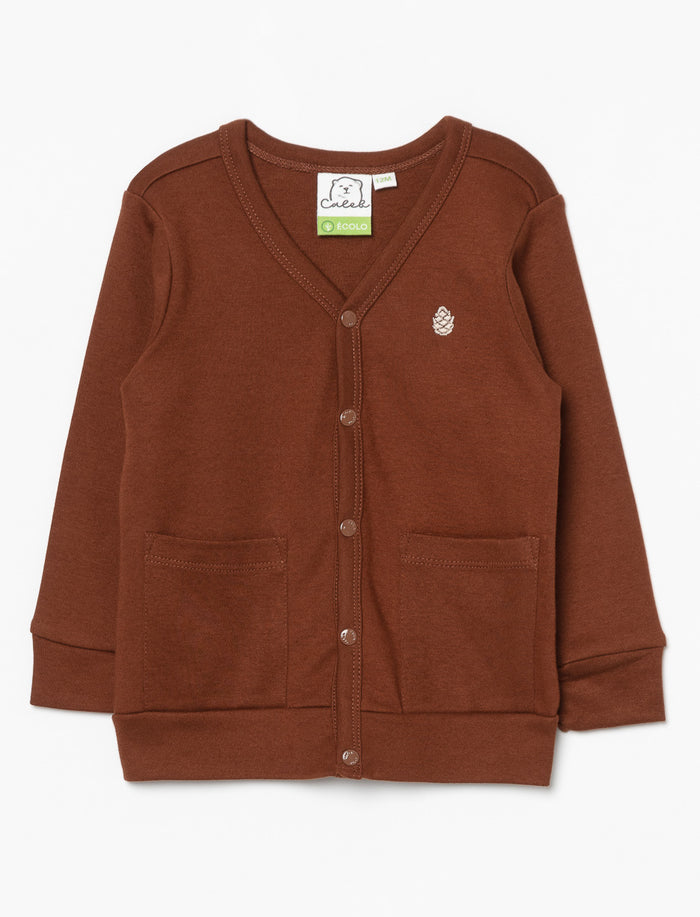 Cardigan avec petite broderie en coton bio