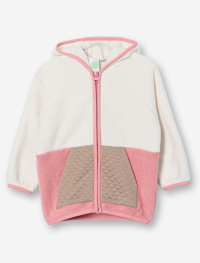 Cardigan en peluche à blocs de couleurs pour bébé fille
