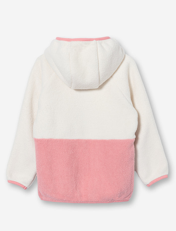 Cardigan en peluche à blocs de couleurs pour fille