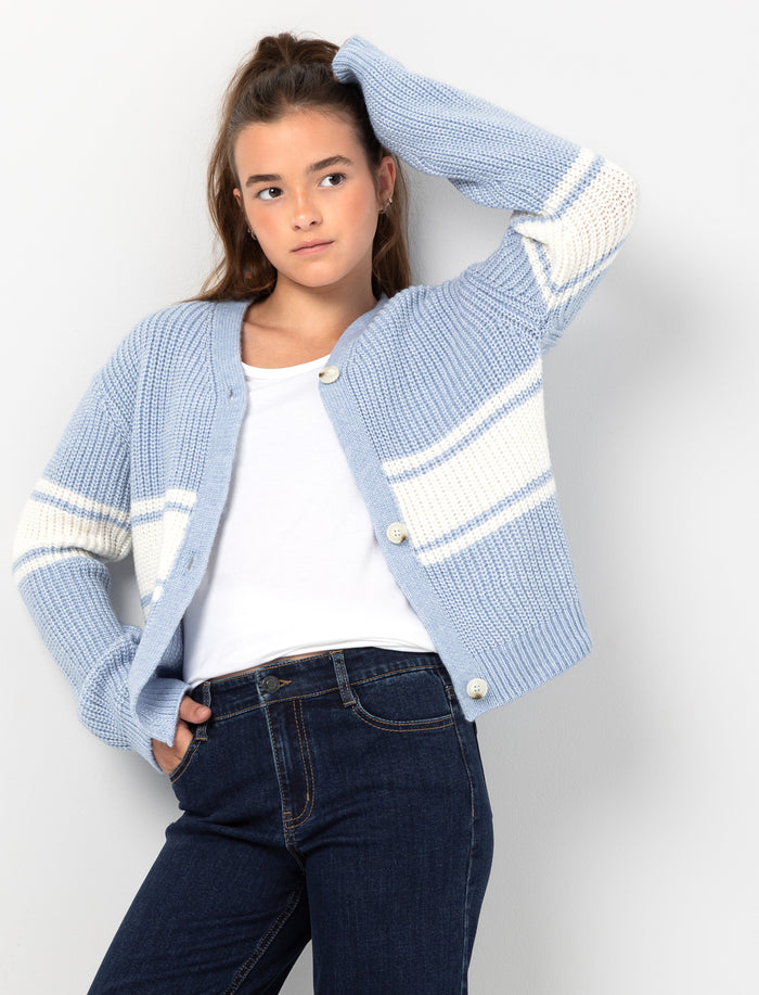 Cardigan rayé à manches longues pour fille
